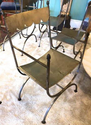 Maison Jansen set of 6 refined wrought iron french 40s chairs