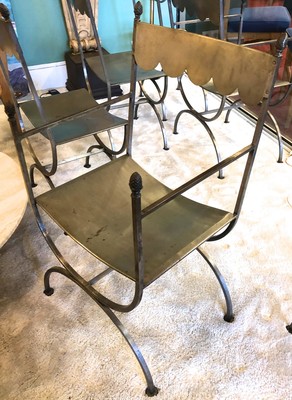 Maison Jansen set of 6 refined wrought iron french 40s chairs