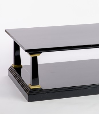 Maison Jansen spectacular 2 tiers black & gold leaf coffee table