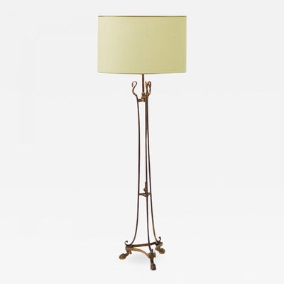 Maison Jansen tripod swan refined gold bronze floor lamp