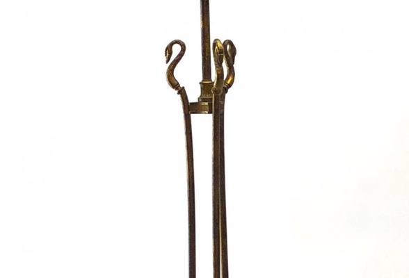 Maison Jansen tripod swan refined gold bronze floor lamp