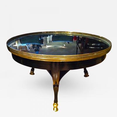 Maison Jansen two tiers black varnish gold bronze coffee table