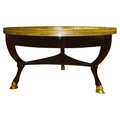 Maison Jansen two tiers black varnish gold bronze coffee table