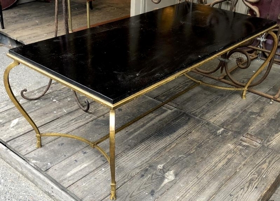 Maison Ramsay big refined gold leaf wrought iron coffee table