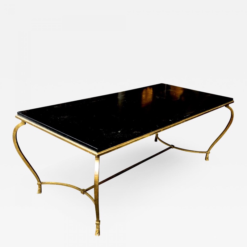 Maison Ramsay big refined gold leaf wrought iron coffee table