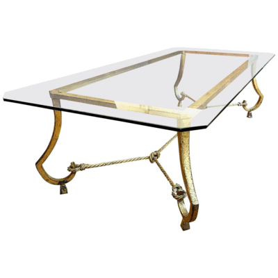 Maison Ramsay long coffee table gold leaf wrought iron.