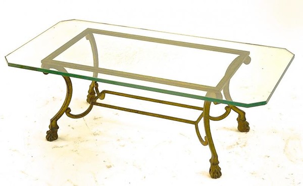 Maison Ramsay refined gold leaf wrought iron coffee table
