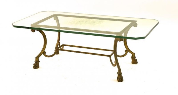 Maison Ramsay refined gold leaf wrought iron coffee table