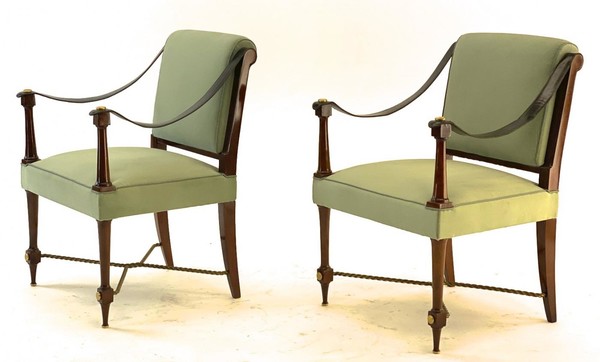 Maison Ramsay stamped pair of classy Neo classical arm chair