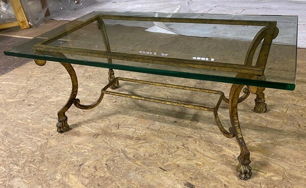 Maison Ramsay superb refined gold leaf wrought iron coffee table