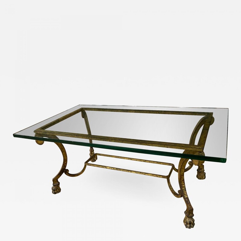 Maison Ramsay superb refined gold leaf wrought iron coffee table