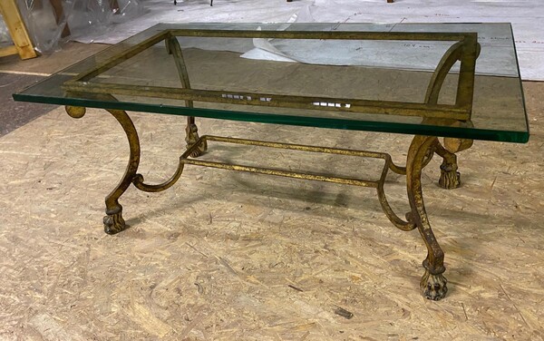 Maison Ramsay superb refined gold leaf wrought iron coffee table