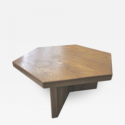 Maison Regain solid elm hexagonal vintage coffee table