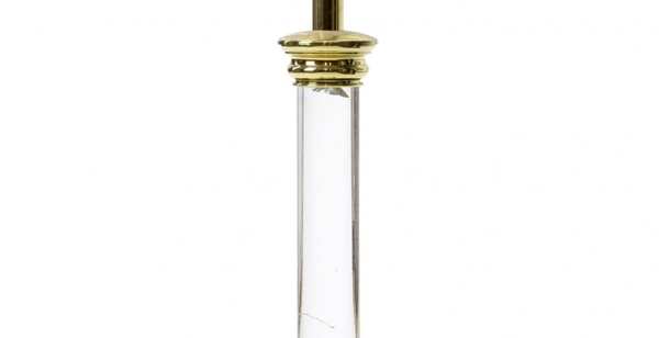 Maison Romeo Paris pair of Lucite and gold brass neo classic 