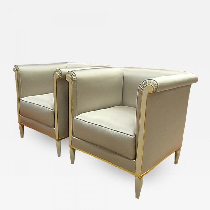 Maison Saddier refined early Art Deco pair of square chairs 