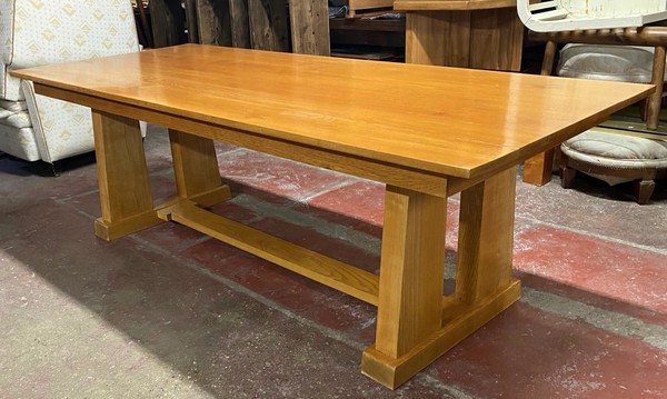 Marc Duplantier Pharos style large solid oak dinning table