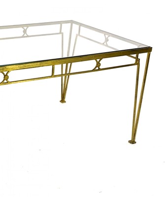 Marc Duplantier style long gold leaf wrought iron dinning table