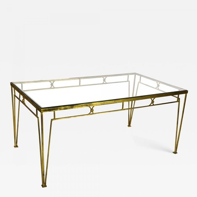 Marc Duplantier style long gold leaf wrought iron dinning table