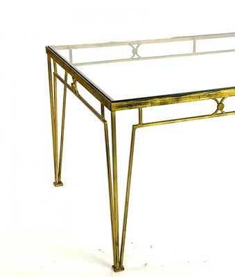 Marc Duplantier style long gold leaf wrought iron dinning table