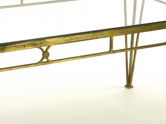 Marc Duplantier style long gold leaf wrought iron dinning table