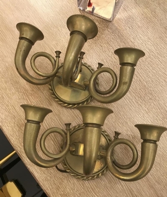 Marcel Asselbur stunning pair of solid bronze sconces