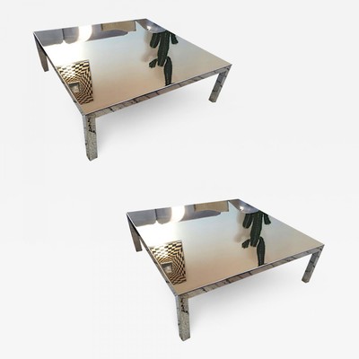 Maria Pergay pair of polished steel coffee table or side table