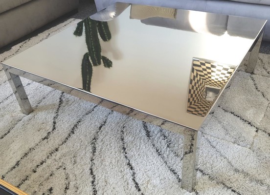 Maria Pergay pair of polished steel coffee table or side table