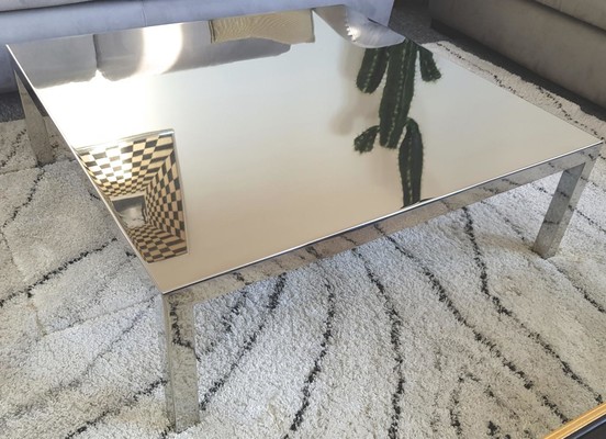 Maria Pergay pair of polished steel coffee table or side table