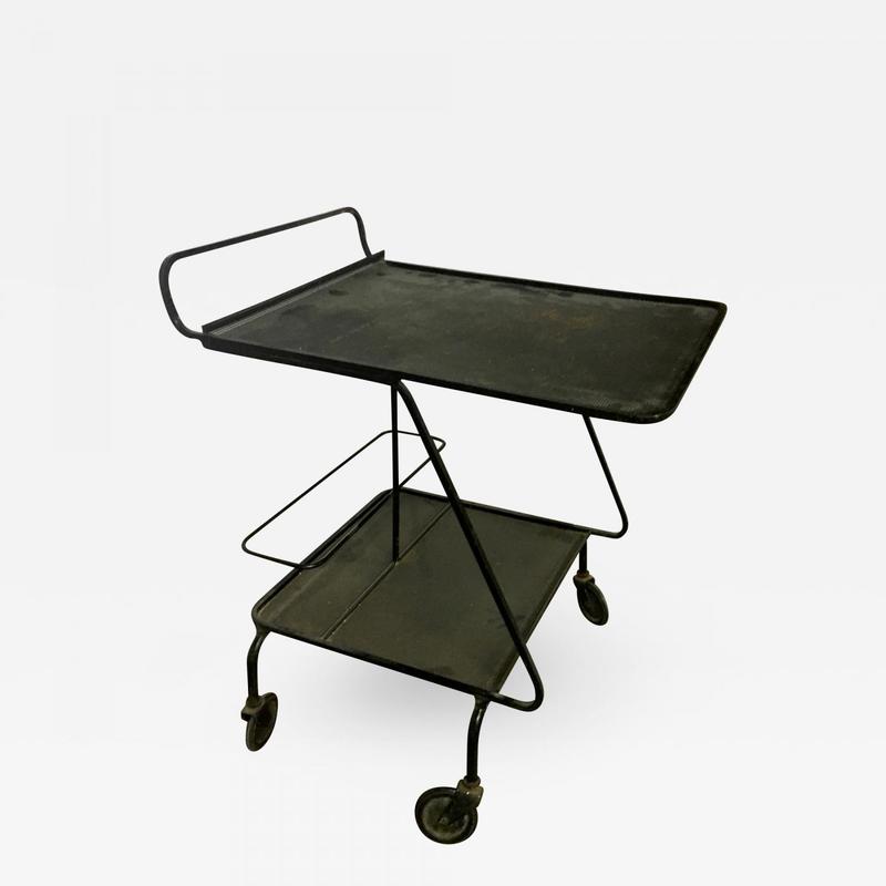 Mathieu Matégot black rolling serving table