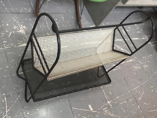 Mathieu Matégot Black White Magazine Rack in Perforated Iron