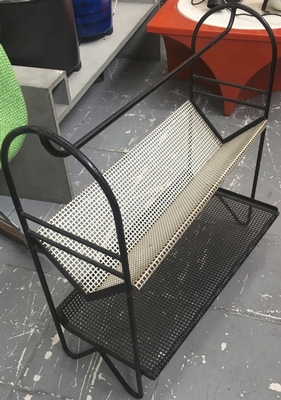 Mathieu Matégot Black White Magazine Rack in Perforated Iron