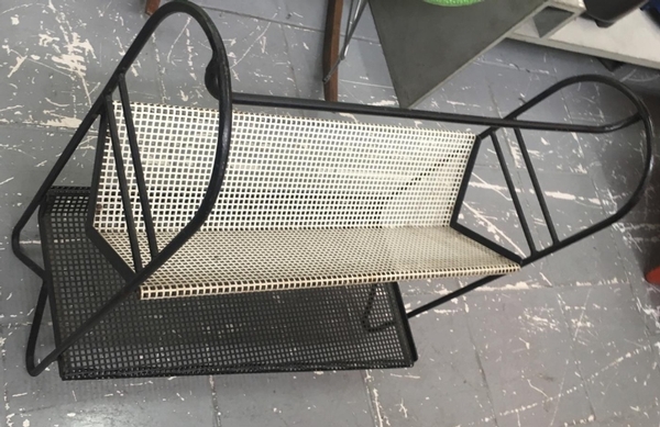 Mathieu Matégot Black White Magazine Rack in Perforated Iron