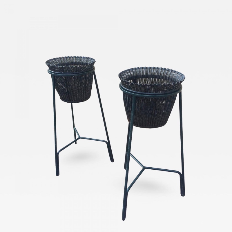 Mathieu Mategot pair of planters in rigitule