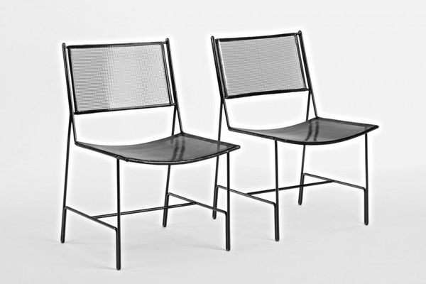 Mathieu Mategot set of 4 black chairs documented model 
