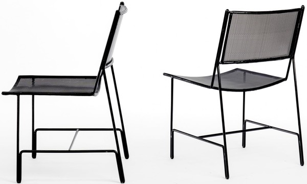 Mathieu Mategot set of 4 black chairs documented model 