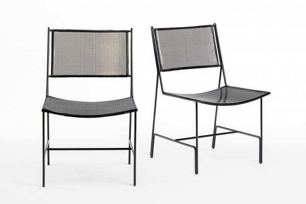 Mathieu Mategot set of 4 black chairs documented model 