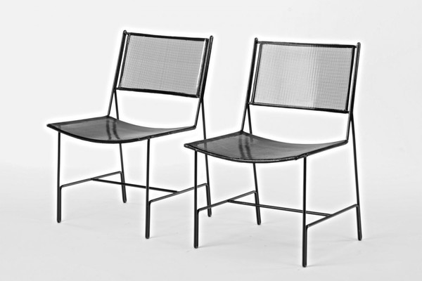 Mathieu Mategot set of 4 black chairs documented model 