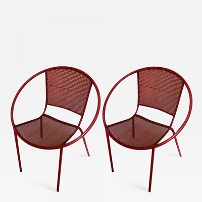 Mathieu Mategot style charming pair of outdoor chairs