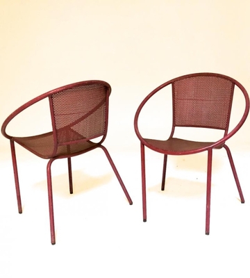 Mathieu Mategot style charming pair of outdoor chairs