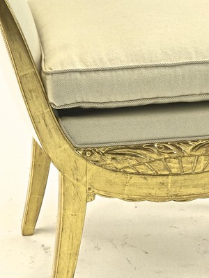 Maurice Dufrene pair of gold leaf carved wood stools