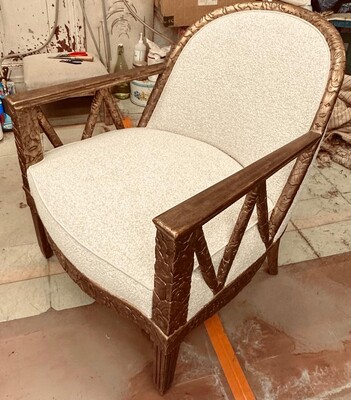 Maurice Dufrene stunning fully carved gold leaf pair of chairs