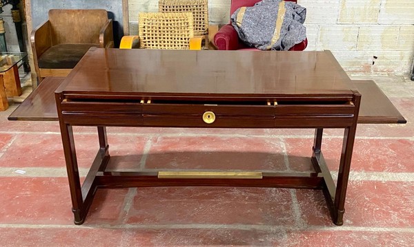 Maxime Old attributed refined Art Deco desk with side shelves