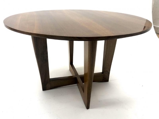 Maxime Old attributed refined walnut round coffee table