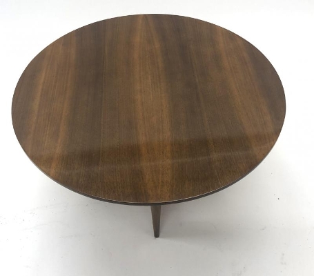 Maxime Old attributed refined walnut round coffee table