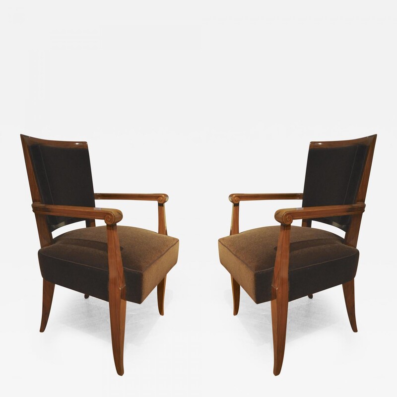 Maxime Old Pair of Refined Solid Walnut Armchairs