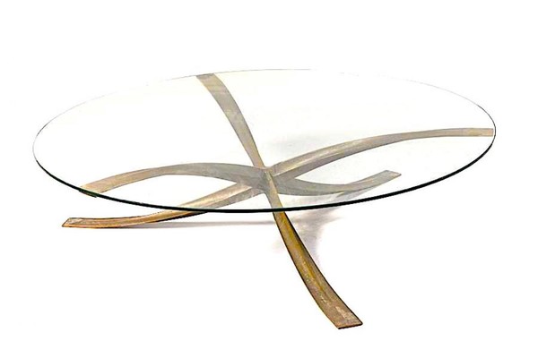 Michel Mangematin iconic bronze and glass coffee table
