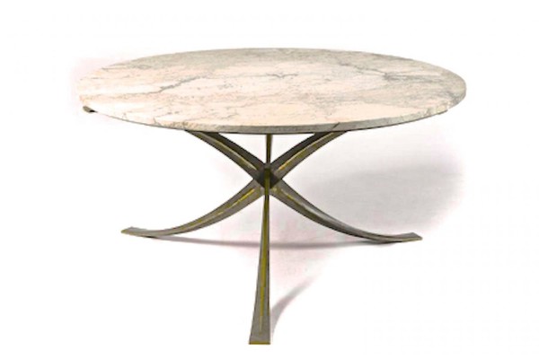 Michel Mangematin superb gold bronze and marble dinning table