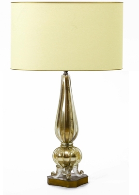 Murano super gold mercury glass table lamp with gold bronze base