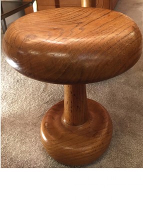 Mushroom shaped awesome rarest pair of 50s oak stools