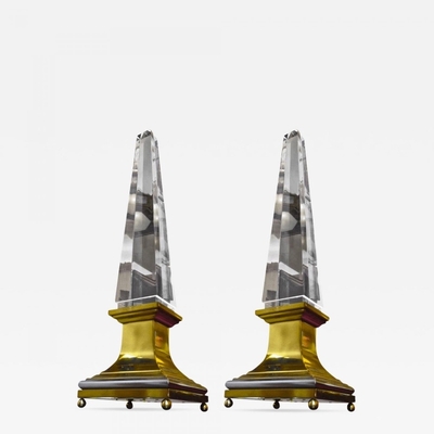 Obelisk french lucite lighted lamps
